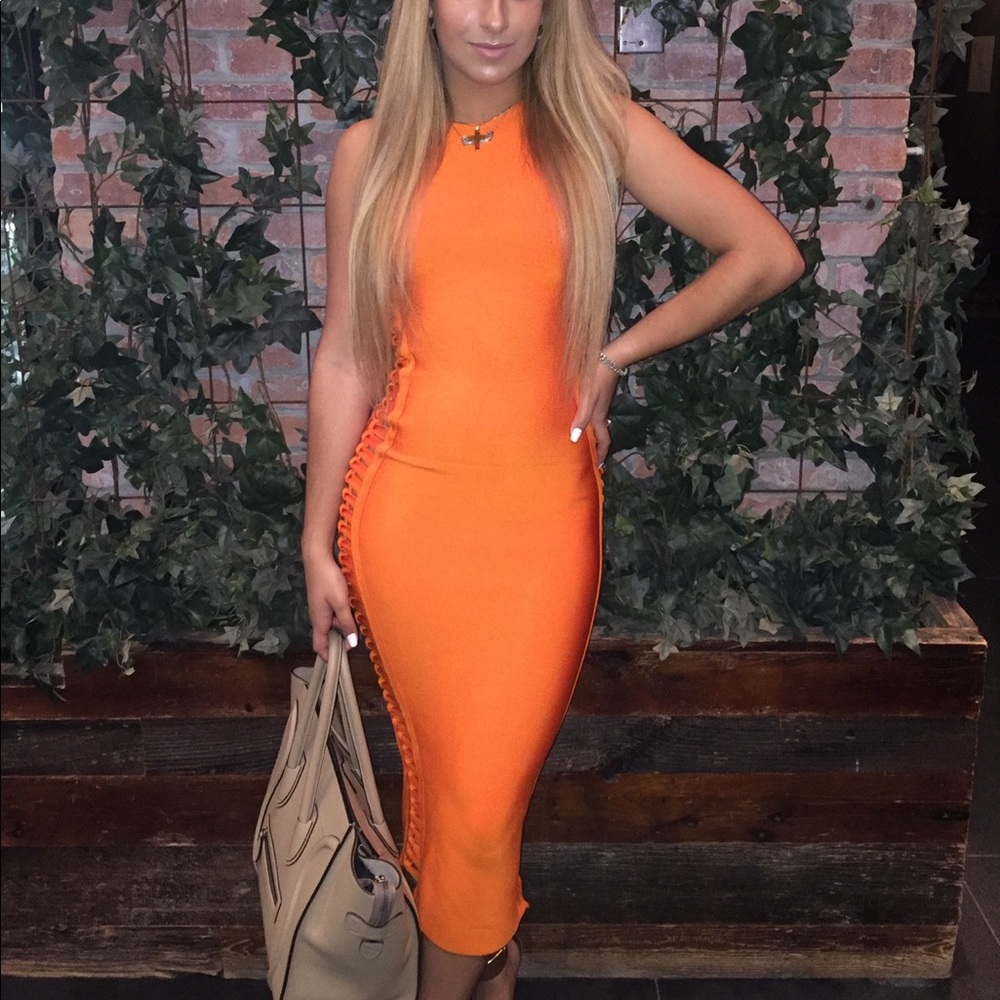 HOUSE OF CB orange bodycon dress from 5 years ago!